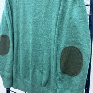 Men's Green Sweater with Elbow Patches
